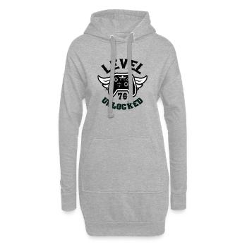 Niveau 76 Débloqué 76 Anniversaire - Sweat-shirt à capuche long Femme - gris chiné - Devant