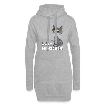 Igitt Menschen, Katze - Hoodie-Kleid - Grau meliert - Vorne