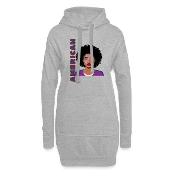 Frau mit Schriftzug American - Hoodie-Kleid - Grau meliert - Vorne