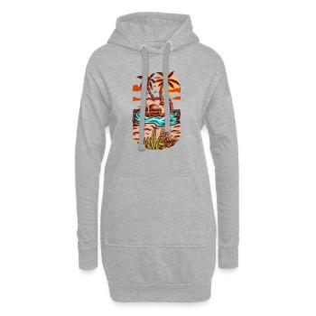 Schädel Sommerstrand - Hoodie-Kleid - Grau meliert - Vorne