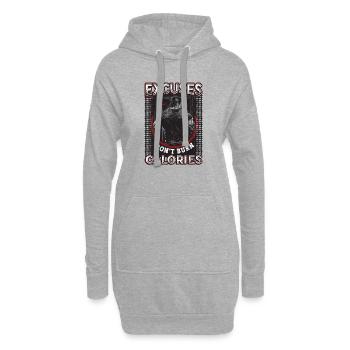 Excuses, Brûlure, Pas de calories, Personnel - Sweat-shirt à capuche long Femme - gris chiné - Devant