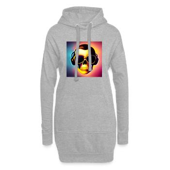 Totenkopf mit Sonnenbrille&Kopfhörer - cool-rockig - Hoodie-Kleid - Grau meliert - Vorne
