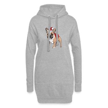 Noël bouledogue français - Sweat-shirt à capuche long Femme - gris chiné - Devant