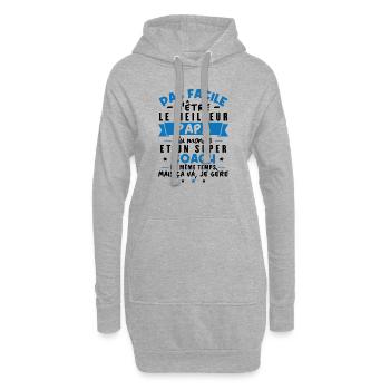Papa et Coach - Sweat-shirt à capuche long Femme - gris chiné - Devant