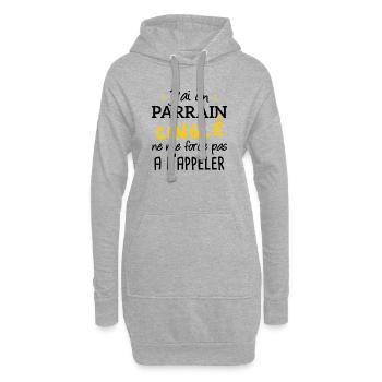 J'ai un parrain cinglé humour cadeau - Sweat-shirt à capuche long Femme - gris chiné - Devant