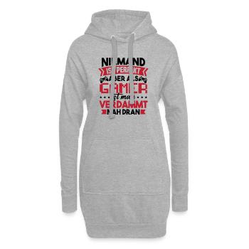 Niemand Ist Perfekt Aber Gamer Ist Gamer Nah Dran - Hoodie-Kleid - Grau meliert - Vorne