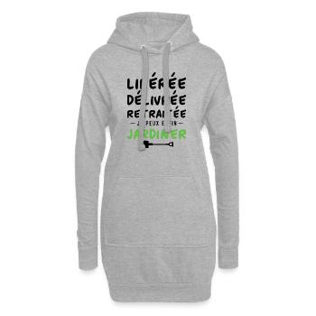 Libérée délivrée retraitée, je peux enfin jardiner - Sweat-shirt à capuche long Femme - gris chiné - Devant
