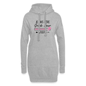 Je Vais être Grande Soeur 2024 - Sweat-shirt à capuche long Femme - gris chiné - Devant