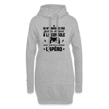 Quand je joue à la console Humour Cadeau - Sweat-shirt à capuche long Femme - gris chiné - Devant