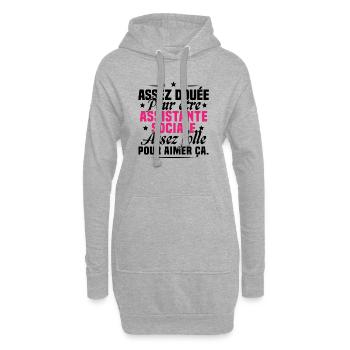 Assistante Sociale Métier Humour Cadeau Femme - Sweat-shirt à capuche long Femme - gris chiné - Devant