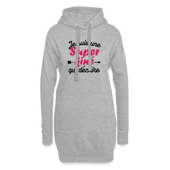 Je suis une Super kiné qui déchire - Sweat-shirt à capuche long Femme - gris chiné - Devant