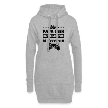 Un papa geek ne vieillit pas il level up - Sweat-shirt à capuche long Femme - gris chiné - Devant