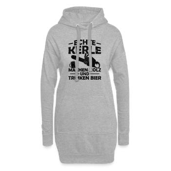 Echte kerle machen holz und trinken bier - Hoodie-Kleid - Grau meliert - Vorne