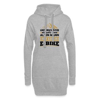 Unterschätze niemals einen alten Mann mit E-Bike - Hoodie-Kleid - Grau meliert - Vorne