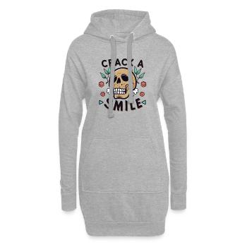 Skulls Crack A Smile Totenkopf Skull - Hoodie-Kleid - Grau meliert - Vorne