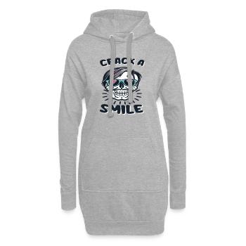 Skulls Crack A Smile Totenkopf Skull - Hoodie-Kleid - Grau meliert - Vorne