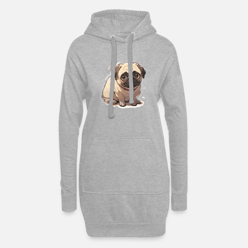 Mops Mops Hund Mops Leben Mops Geschenke - Hoodie-Kleid - Grau meliert