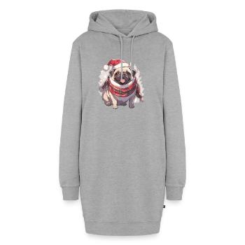 Mops Mops Hund Mops Weihnachten Pug Xmas - Hoodie-Kleid - Grau meliert - Vorne