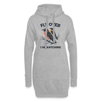 "vole, je regarde" slogan - Sweat-shirt à capuche long Femme - gris chiné - Devant