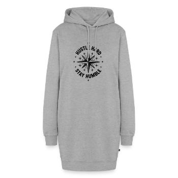Hustle Hard Bleib bescheiden - Hoodie-Kleid - Grau meliert - Vorne