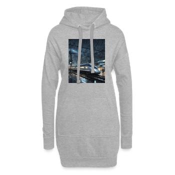 Nacht Tokio Zug - Hoodie-Kleid - Grau meliert - Vorne