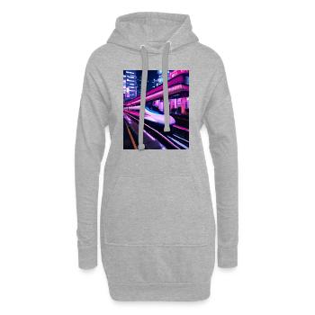 Zug Tokio Japan Nacht - Hoodie-Kleid - Grau meliert - Vorne