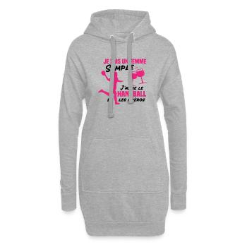 Un femme simple j aime le handball at les apéros - Sweat-shirt à capuche long Femme - gris chiné - Devant