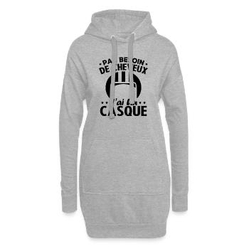 Pas Besoin De Cheveux J ai Un Casque - Sweat-shirt à capuche long Femme - gris chiné - Devant