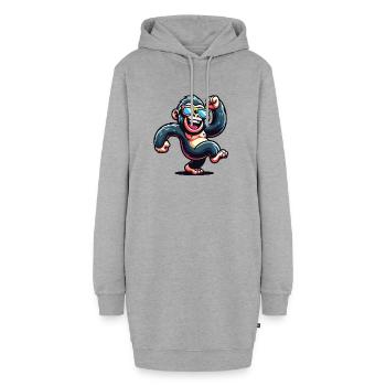 Gorille avec lunettes de soleil - Sweat-shirt à capuche long Femme - gris chiné - Devant