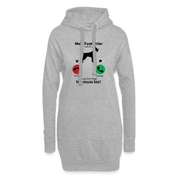Mein Foxterrier ruft an - Hoodie-Kleid - Grau meliert - Vorne