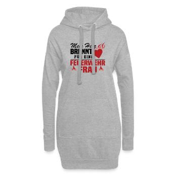 Mein Herz brennt für eine Feuerwehrfrau - Hoodie-Kleid - Grau meliert - Vorne