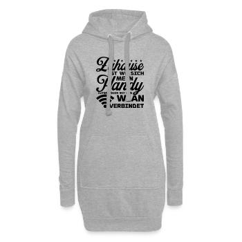 Zuhause ist wo mein Handy mit Wlan verbindet - Hoodie-Kleid - Grau meliert - Vorne