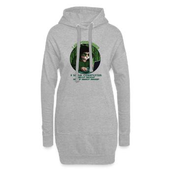 Ich bin Programmierer, grün, Programmierkatze - Hoodie-Kleid - Grau meliert - Vorne
