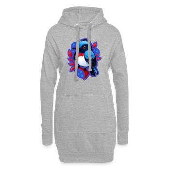 Spatz auf einem Ast - Illustration in Farbe - Hoodie-Kleid - Grau meliert - Vorne