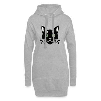 Chat noir qui vous observe, qui s’ébroue - Sweat-shirt à capuche long Femme - gris chiné - Devant
