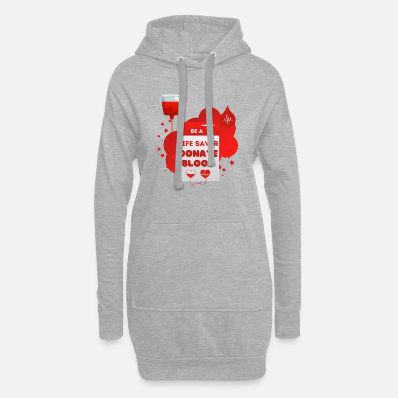 Blutspende Sei ein Lebensretter Blut spenden - Hoodie-Kleid - Grau meliert