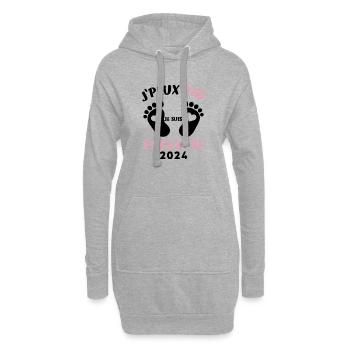 J PEUX PAS JE SUIS ENCEINTE 2024 - Sweat-shirt à capuche long Femme - gris chiné - Devant