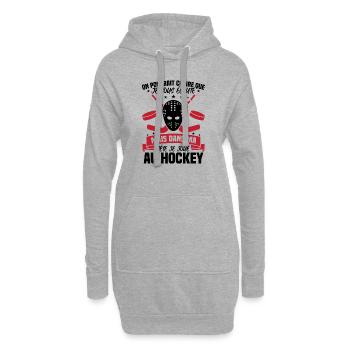 Dans ma tête je joue au hockey - Sweat-shirt à capuche long Femme - gris chiné - Devant