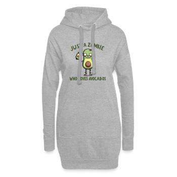 Nur ein Zombie, der Avocados liebt - Hoodie-Kleid - Grau meliert - Vorne