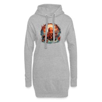Drôle Octopus, Batteur, Musicien, Batteur - Sweat-shirt à capuche long Femme - gris chiné - Devant