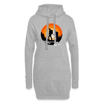 Randonner avec mon fils - wandern mit meinem Sohn - Sweat-shirt à capuche long Femme - gris chiné - Devant