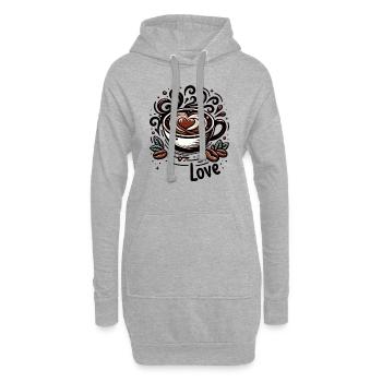 Kaffeeliebe - Hoodie-Kleid - Grau meliert - Vorne