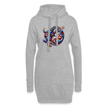 Chinesisches Tierkreiszeichen Ochse Astrologisches Zeichen Elegant - Hoodie-Kleid - Grau meliert - Vorne