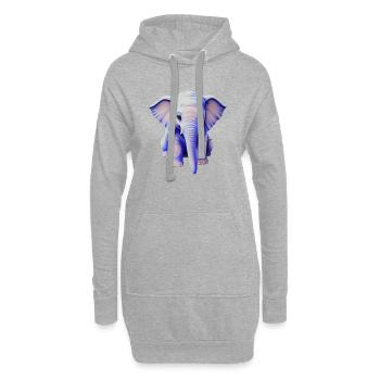 Sitzender Süßer Pinky-Blue Elefant - Illustration - Hoodie-Kleid - Grau meliert - Vorne