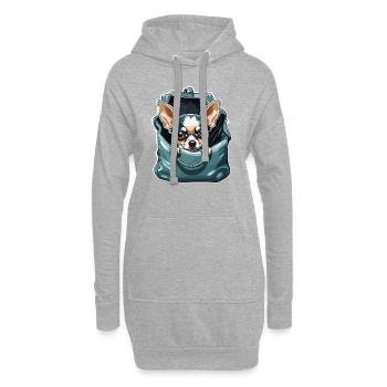 Chihuahua / kleiner Hund / Tier / winzig / Rasse - Hoodie-Kleid - Grau meliert - Vorne