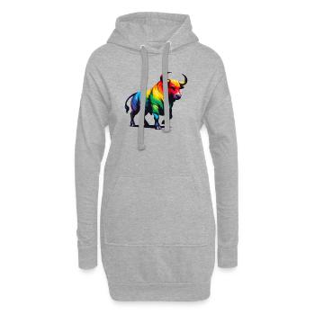 Stier Sternzeichen Sternzeichen Lebendiges Regenbogen-Design - Hoodie-Kleid - Grau meliert - Vorne