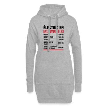Électricien tarif à l'heure idée cadeau humour - Sweat-shirt à capuche long Femme - gris chiné - Devant