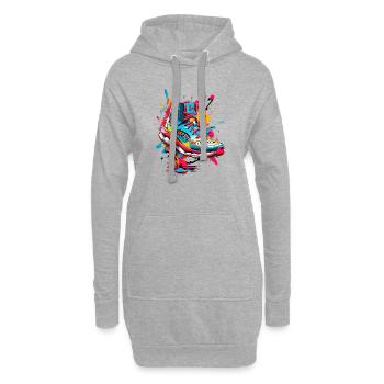 Sneaker graffiti coloré - Sweat-shirt à capuche long Femme - gris chiné - Devant