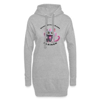 Schau mir in die Augen Kleiner Katze Monster - Hoodie-Kleid - Grau meliert - Vorne