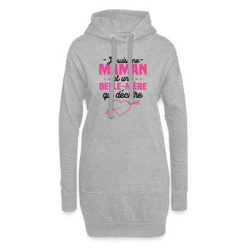 Je suis une Maman et une belle mère qui déchire - Sweat-shirt à capuche long Femme - gris chiné - Devant